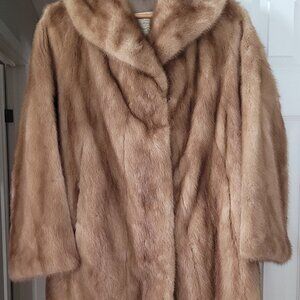 Vintage Real Mink Fur Coat & Hat